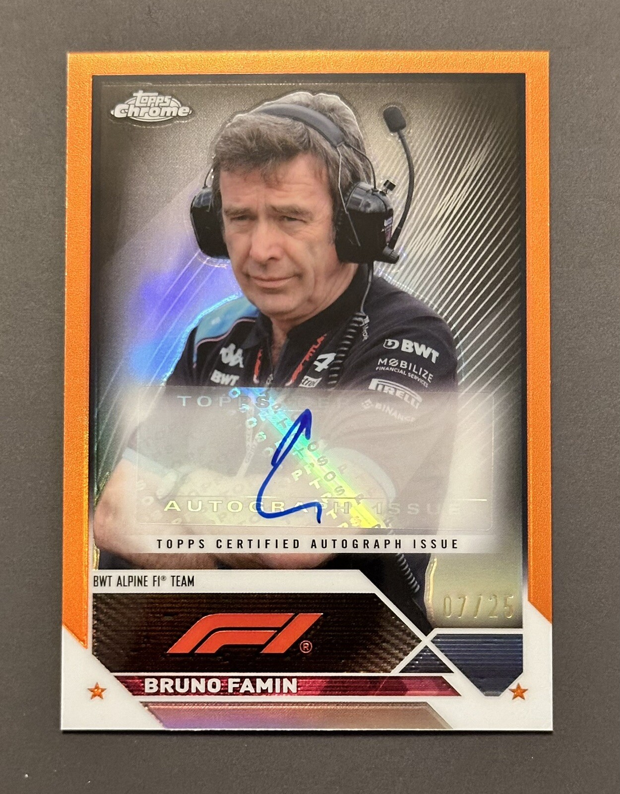 2023 Topps Chrome Formula 1 F1 Bruno Famin Auto Orange Refractor /25 #CAC-BF