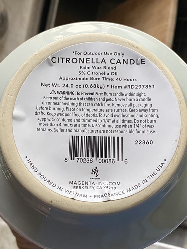*New* rare Outdoor Rae Dunn 2 Wick 24oz 40hr Citronella Jar Candle “Good Vibes” - Picture 3 of 4