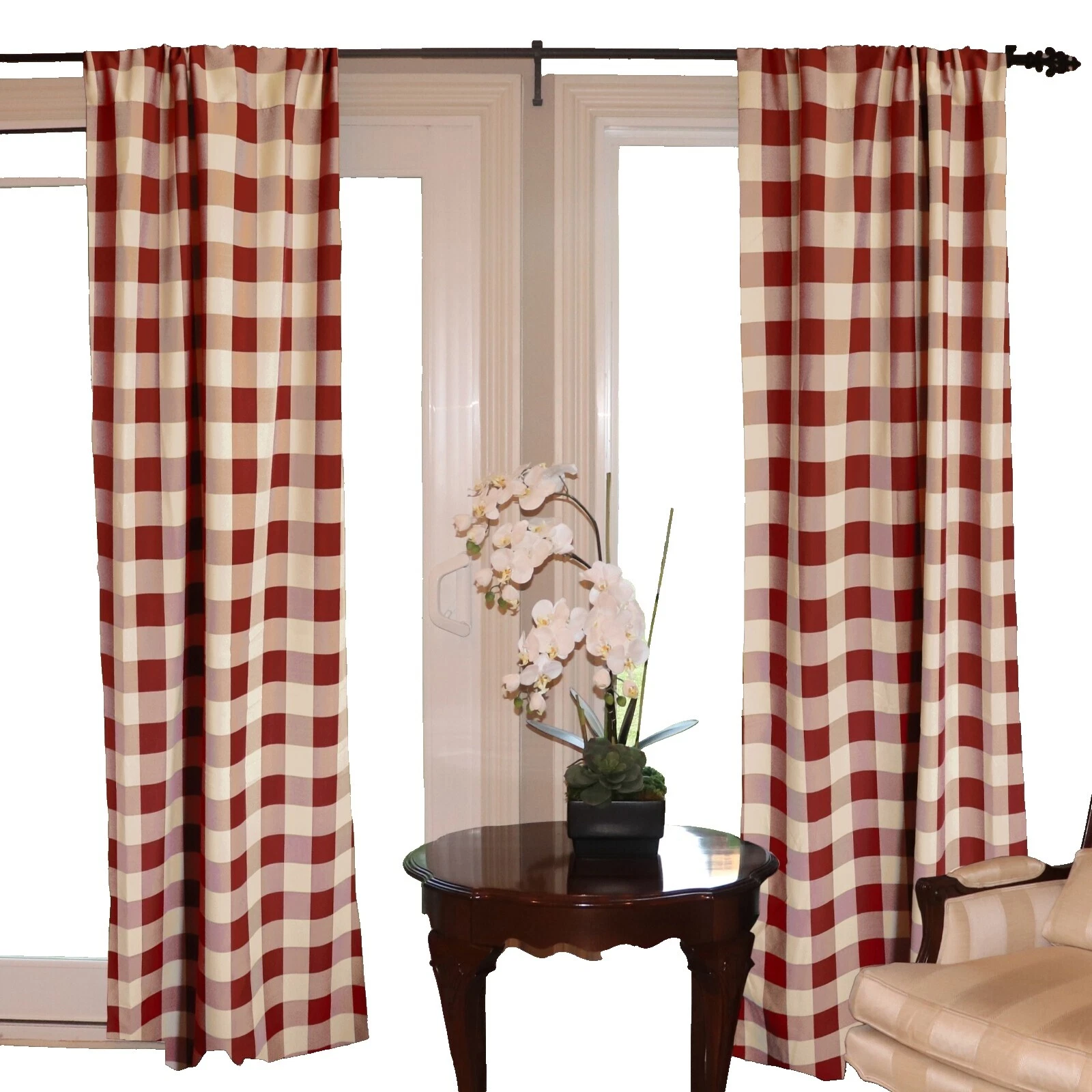 Polyester Checked Window Curtains & Drapes