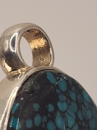 STEPHEN DWECK Vintage Tibetan Turquoise In Sterling Silver Pendant. 2" Unique - Picture 6 of 14