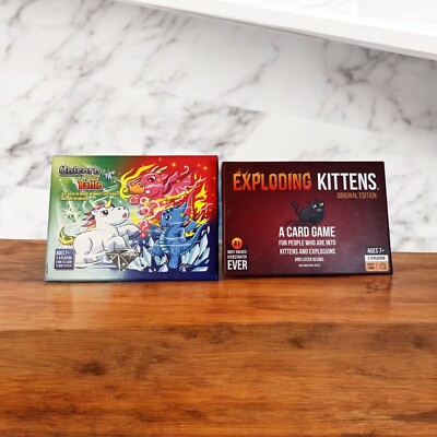 Unicorn Power Battle & Exploding Kittens Card Games Complete Sets Ages 7+ Fun &