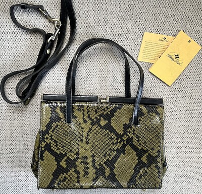 Patricia Nash Python Camellino Frame Bag Olive Green Python Crossbody Strap