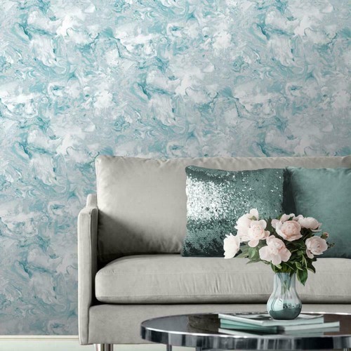 Muriva Elixir Liquid  Marble Metallic Shimmer Swirl Heavyweight Wallpaper  - Picture 15 of 21