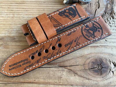 26mm Vintage old school Handmade leather watch strap, beige