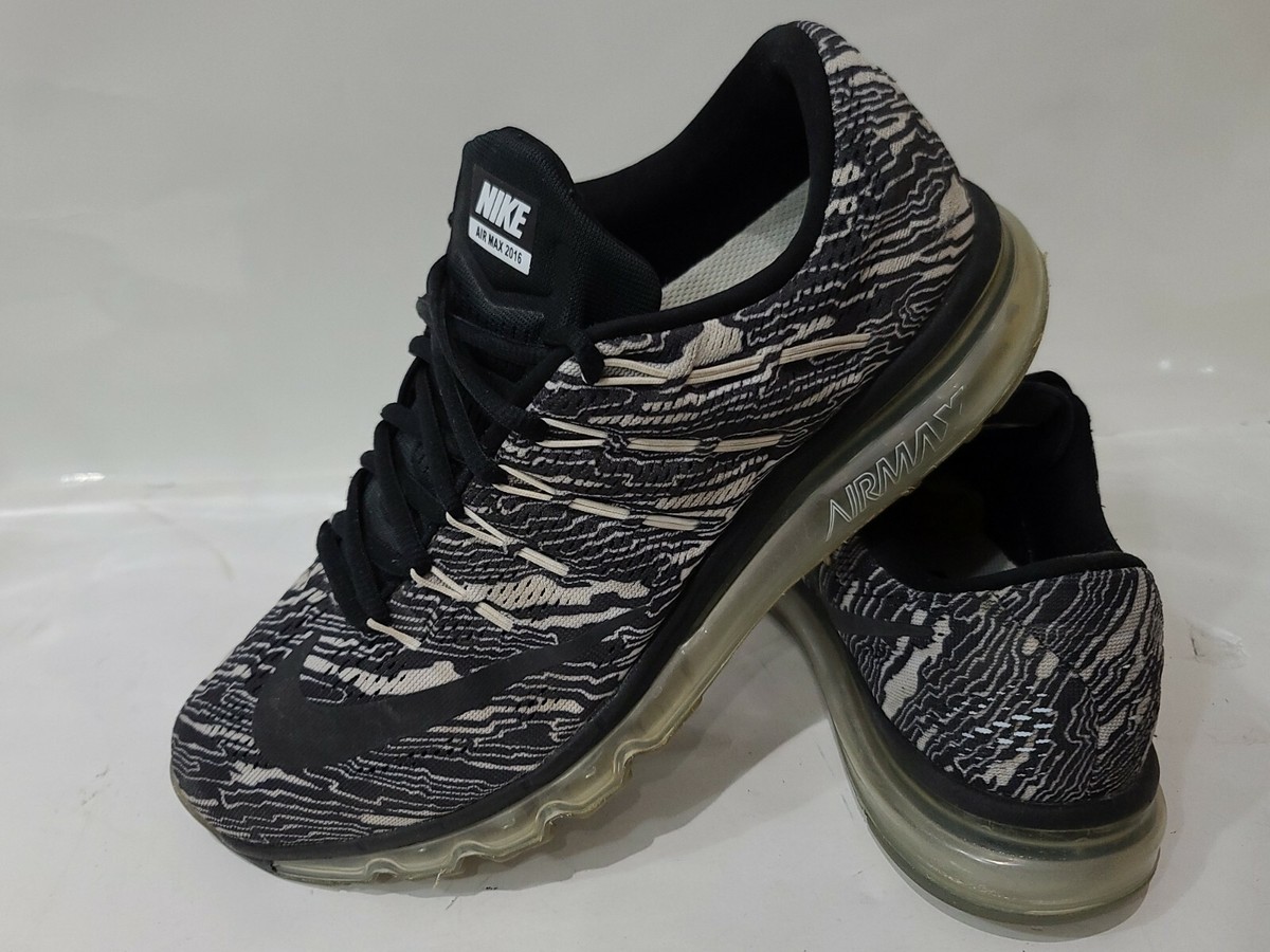 RARE🔥 Nike Air Max 2016 Print Shoes Black White Reflective Zebra Sz 10 M  818135