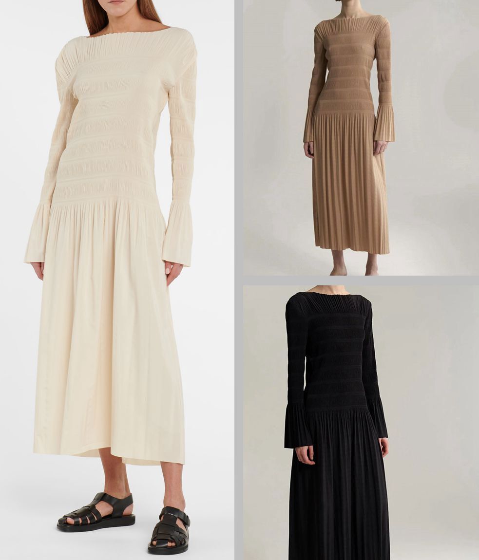 Toteme Pleated Horn Sleeve Maxi Dress | eBay
