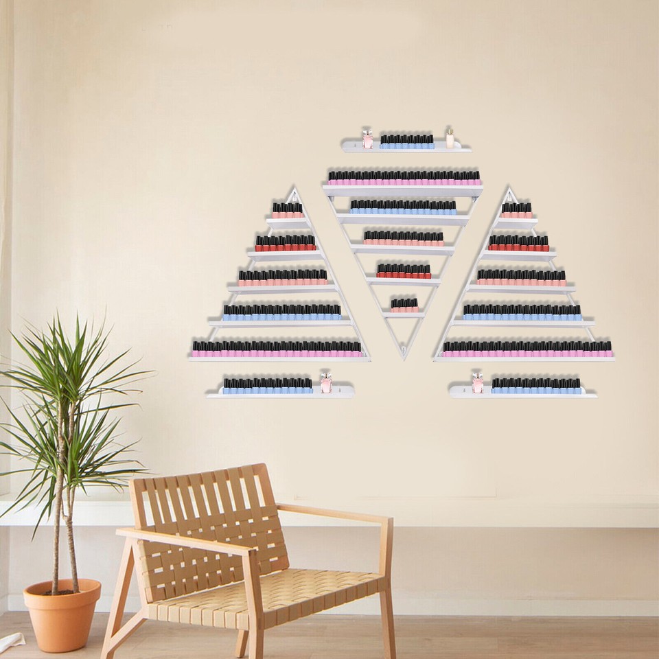 Mounted Display Shelf Racks 3 Pcs Triangle Wall-mounted?Nail?Polish?Display?Racks 5-Tier White ...