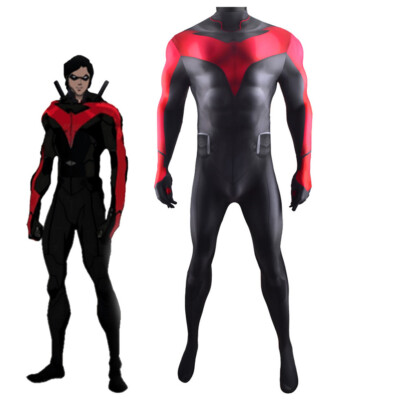 Red Nightwing Jumpsuit Robin Bodysuit Cosplay Costume For Adult & Kids Halloween