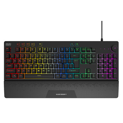 Silver Monkey X Mandrill kabelgebundene Gaming-Tastatur QWERTY RGB Makro ABS