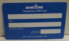 Bank One Temporary ATM Card- Scratched Mag Stripe BLANK - RARE Vintage