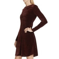 Stella McCartney Woman’s Maroon Velvet Side Lace-Up Long Sleeve Short Dress 38 2