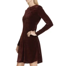 Stella McCartney Woman’s Maroon Velvet Side Lace-Up Long Sleeve Short Dress 38 2