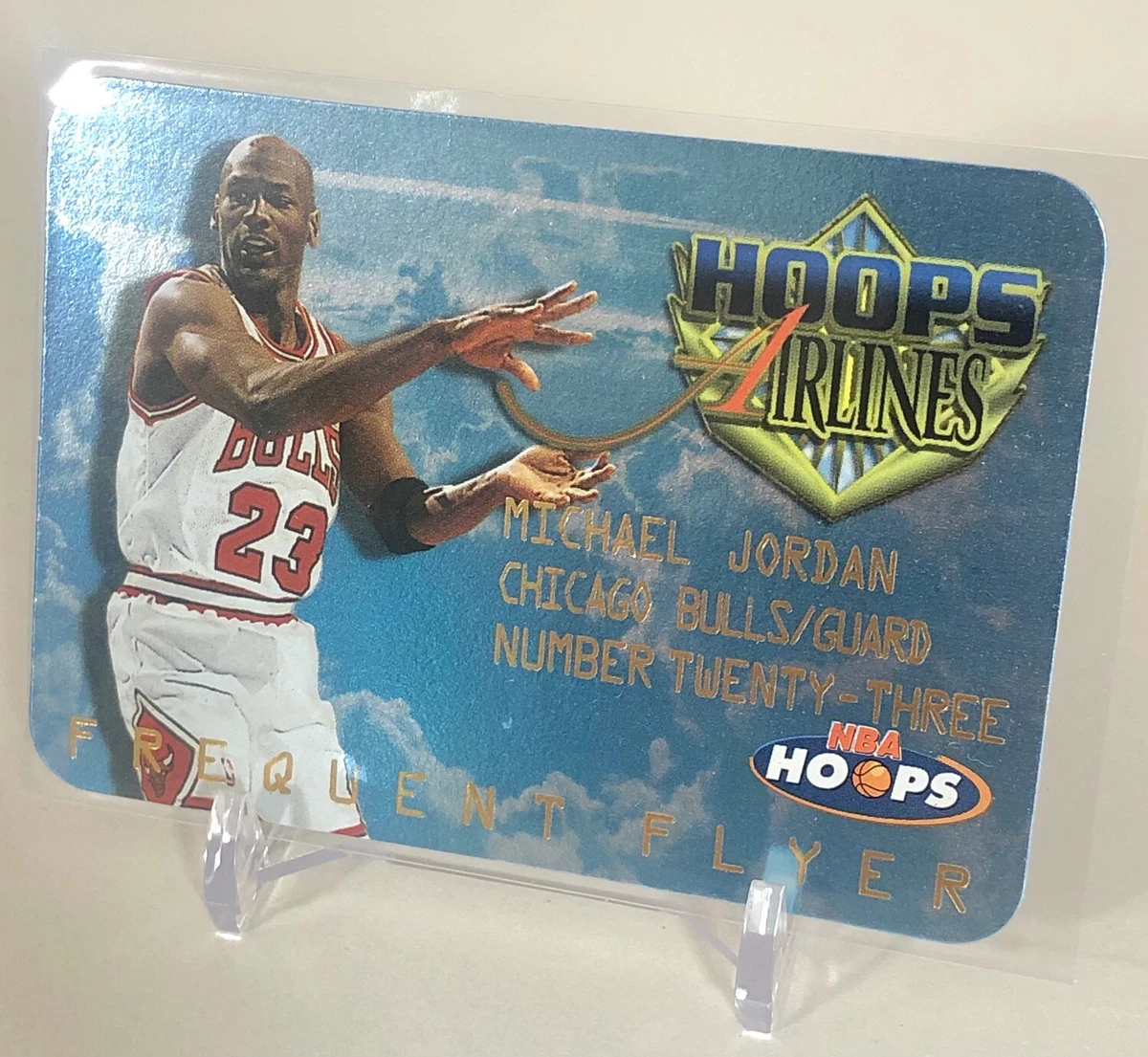 1997-98 NBA HOOPS MICHAEL JORDAN AIRLINES FREQUENT FLYER INSERT CARD #4