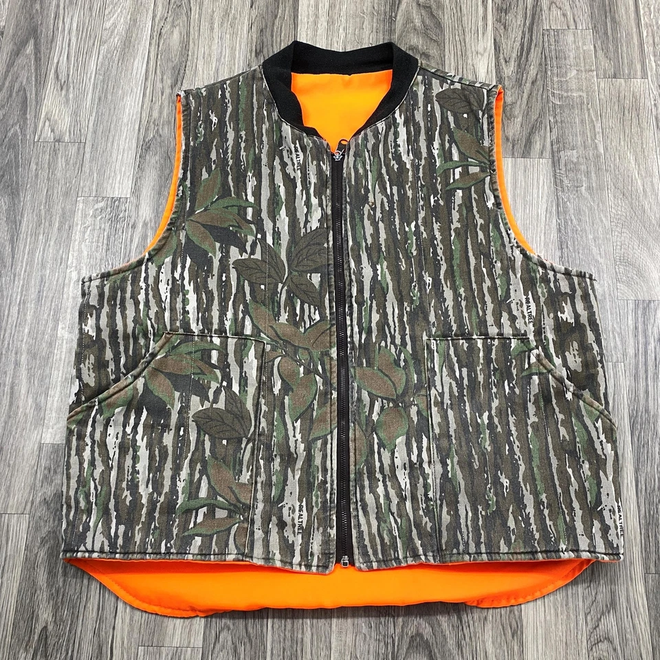 RED HEAD Full Zip Reversable Blue/Orange Camo Real Tree Hunting Vest Mens Medium - Image 2 of 4