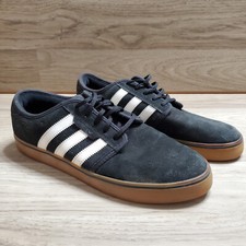 Adidas Para Hombre Tenis Zapatos Talla 10.5 Usado EVH 791004 Negro Gamuza 3 Rayas