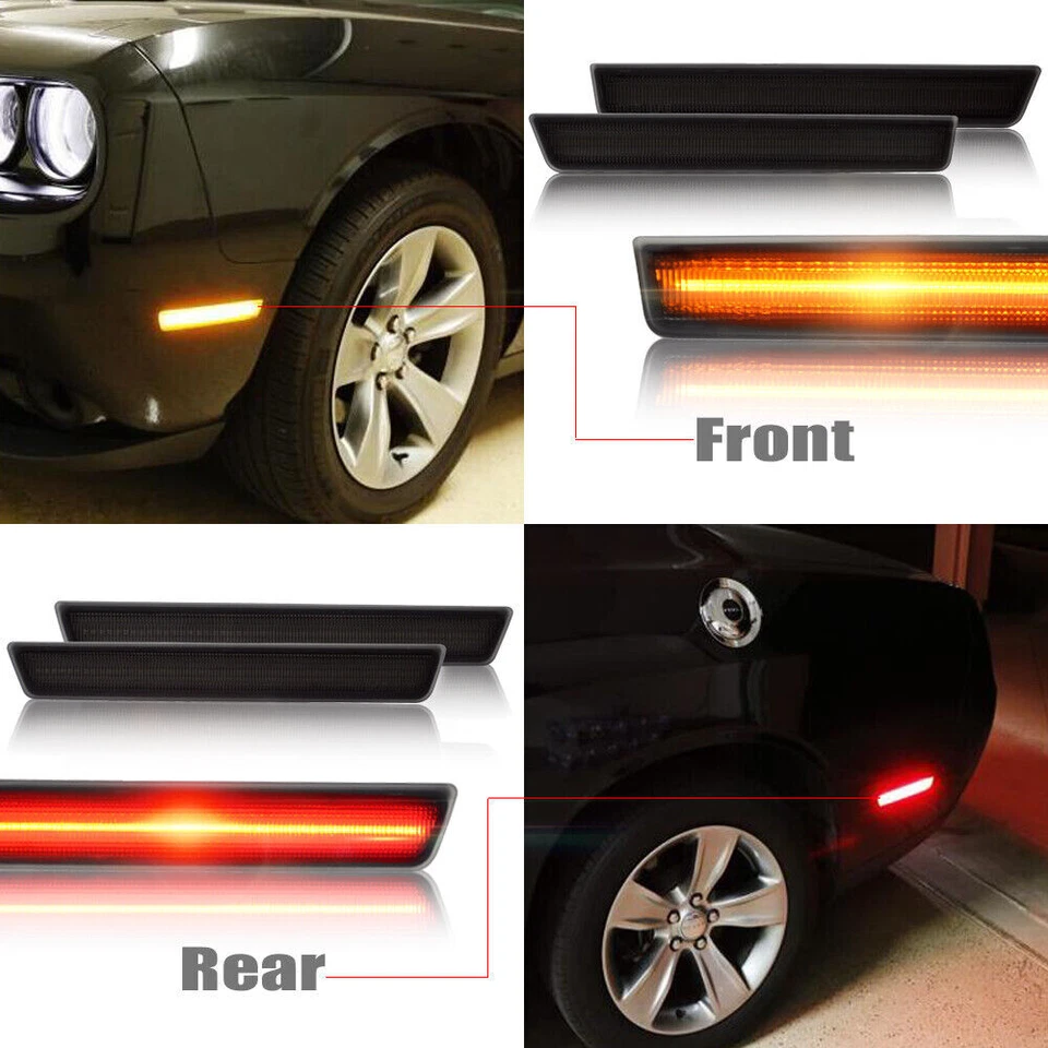Luces LED delanteras y traseras con lente ahumada de 4 piezas para Dodge Challenger 2015-2023 Foto 2 de 4