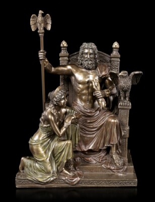 Zeus auf Thron mit Hera Figur - Veronese Statue Götter bronziert