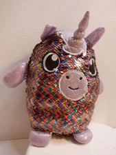 Shimmeez Changing Multi Colored Sequin Maggie Unicorn Plush Stuffed Toy 9" Tall