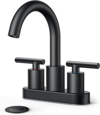 4 Inch Centerset Bathroom Faucet Black, 2 Handle Matte Black Faucet for Bathroom