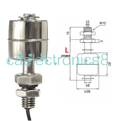 MINI Indicator Vertical Water Level Sensor Stainless Steel 45mm Float Switch CA