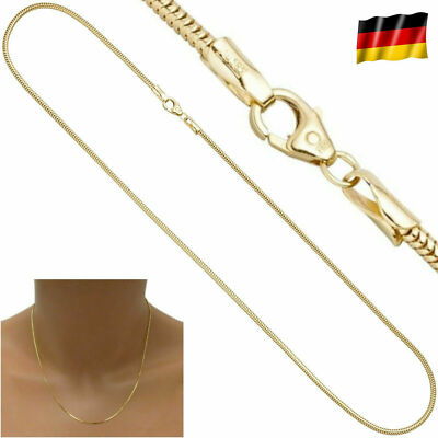 Massive 1,5 mm Schlangenkette 585 echt Gelbgold 45 cm rund Halskette 14Kt 5,4g