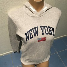 H M Heather Gray NEW YORK Graphics Cotton Hoodie - Kids Sz 10-12Y