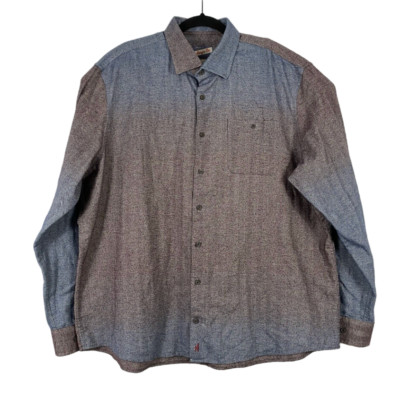 Johnnie-0 Hangin' Out Mens Blue Red Long Sleeve Casual Button Down Shirt Sz 2XL