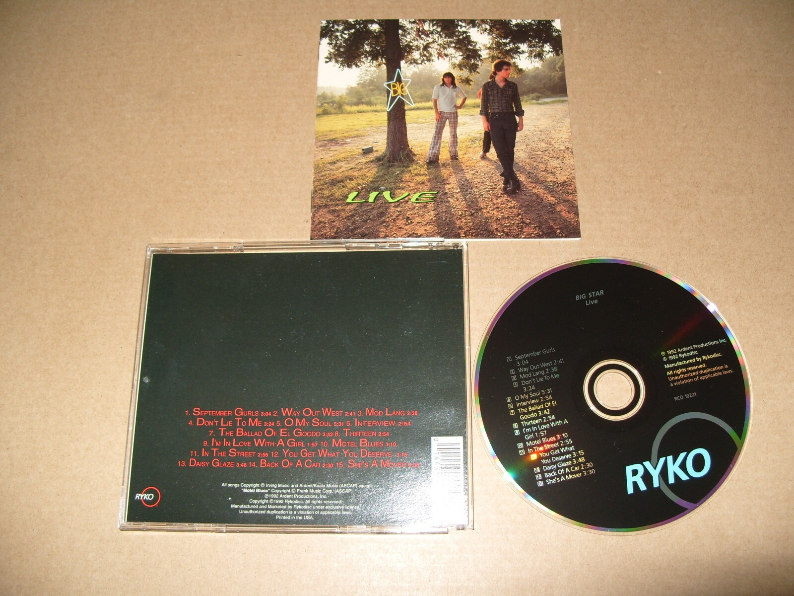Big Star - Live 1992 cd + Inlays Excellent+ condition.   (R4)