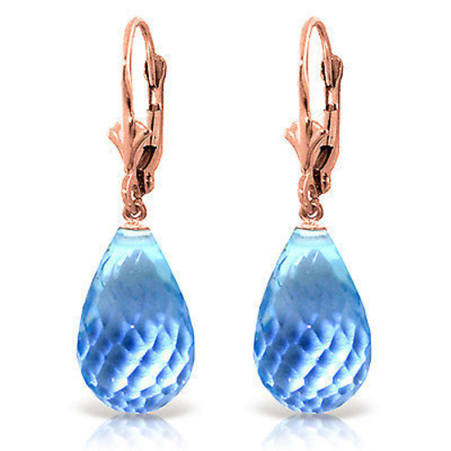 Orecchini A Monachella In Oro 14K Con Briolette Topazio Blu 4.5 Carati – Made In USA