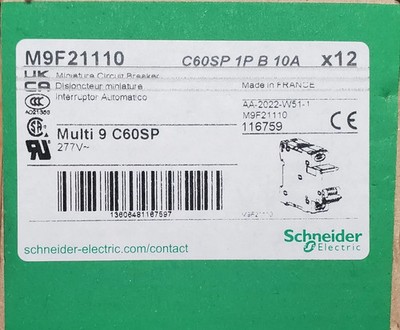 Schneider Electric M9F21110 Multi9 C60SP Miniature Circuit Breaker, 1-Pole, 10A,