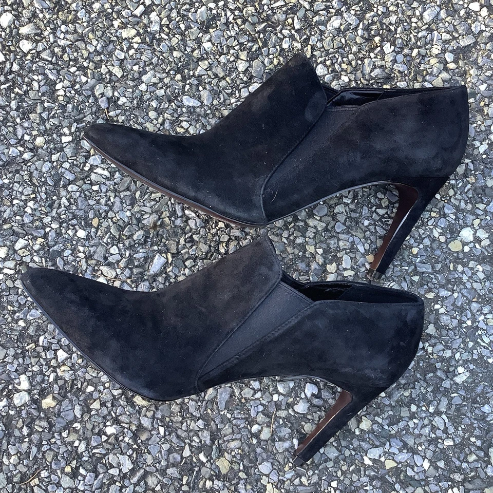 Cole Haan Grand.OS Talla 10 B Negro Punta Punta Bomba Gamuza Cuero Tacones Foto 3 de 4