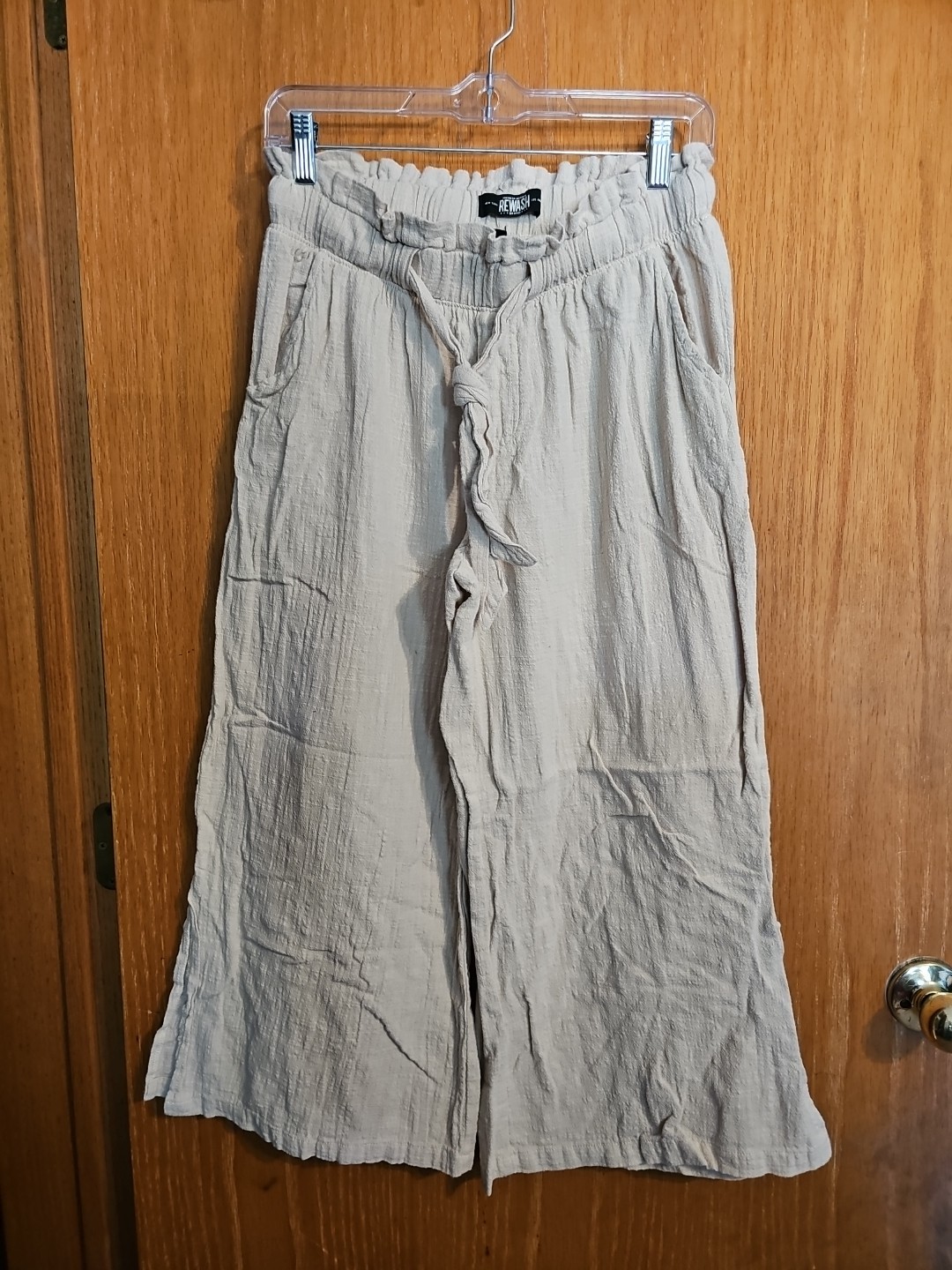 Womens Rewash Wide Leg Palazzo Pants Medium 100% Cotton Smocked Waist Casual