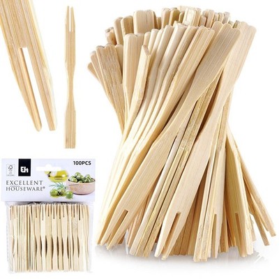 Bambus Snackgabeln 100 Stück Fingerfood Spieße Party EXCELLENT HOUSEWARE 144304