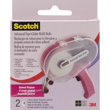3M Scotch Advanced Tape Glider General Purpose Refills 2/Pkg-.25"X36yd Each, For
