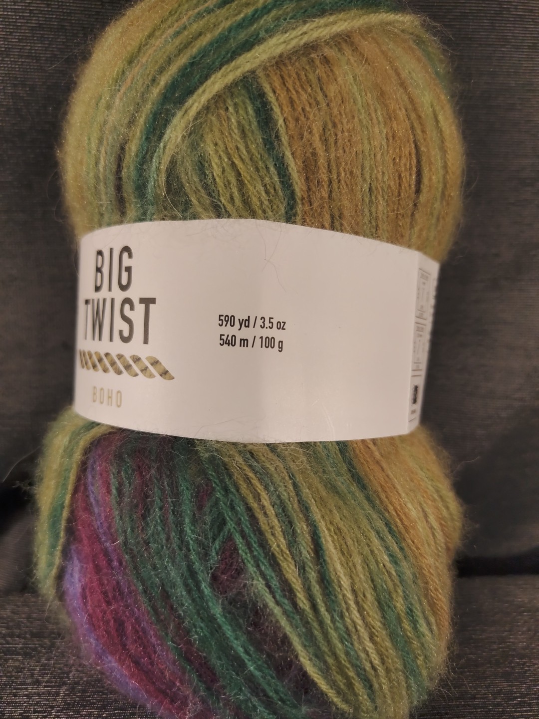 Big Twist BOHO Waterlillies Purple Green Mohair Wool Yarn 590yd Fine Plush