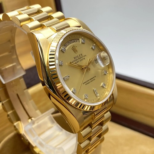 Rolex Day-Date 18038 or Jaune Champagne Diamant Cadran Simple Rapide Montre - Photo 5 sur 10