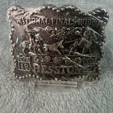 Vtg 1987 National Finals Rodeo Hesston NFR Adult Cowboy Belt Buckle Sealed W110