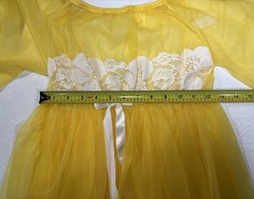 Vintage 1960s Mini Babydoll Peignoir Lingerie Top Lace Trim Medium BELLE SMITH