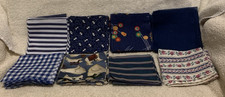 187 Pc Pre-Cut 4x4 Quilt Squares Cotton Fabric Navy, White Burgundy Lot 6 - NEW