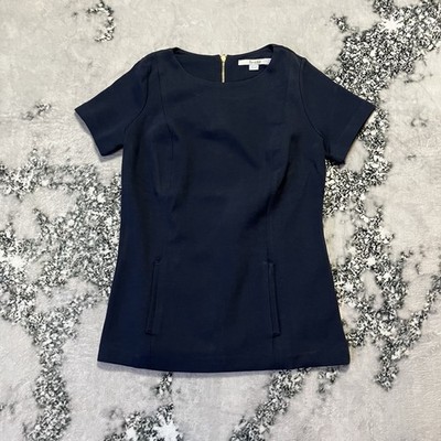 Boden Structured Top Womens 4 Navy Blue Short Sleeve Career Minimalist