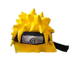 Naruto Hair Yellow Rubber Hat Cosplay Costume 2002 Latex Wig Size X Small READ