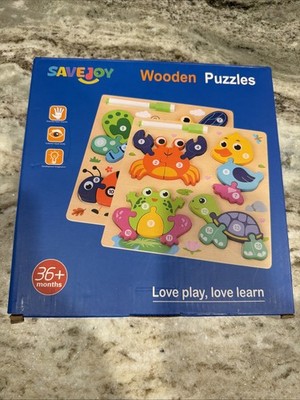 Savejoy 2 Pack Wooden Puzzle For Toddlers