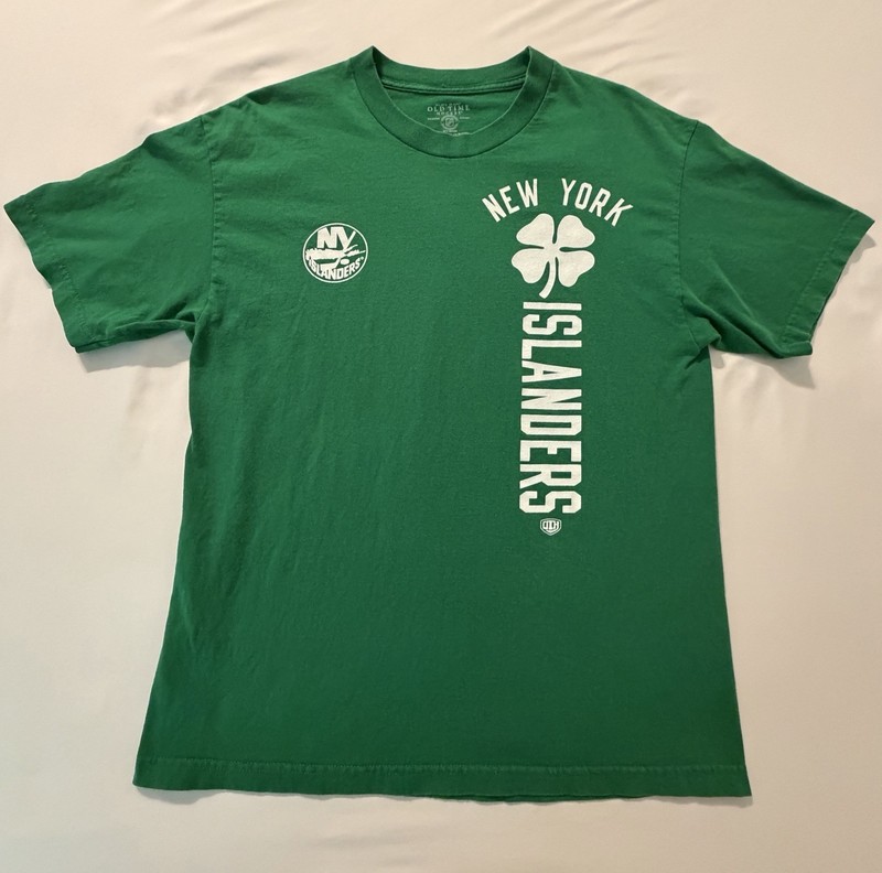 New York Islanders Shirt L St Patrick’s Day Old Time Hockey NHL Four Leaf Clover