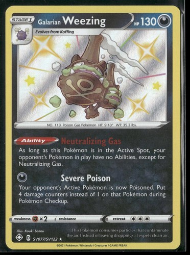 Galarian Weezing SV077/SV122 Shining Fates Shiny Vault Pokemon Holo NM