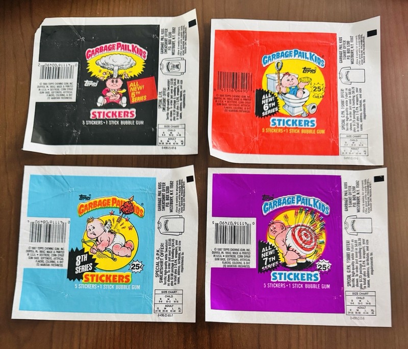 1985 Topps Garbage Pail Kids Pack Wrappers (5) + Card