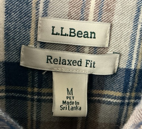 LL Bean Flannel Shirt Long Sleeve Blue Plaid Men’s Size Medium Pet relaxed fit - Picture 3 of 7