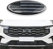 American Flag Emblem Front Grille Tailgate Overlay, 9 Inch Color: Gray/Flag
