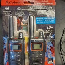 Cobra RX380 Walkie Talkies 2-Pack NOAA Weather Radio Rechargeable LED Flashlight