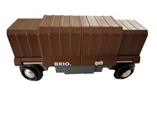 Brio World Wooden Railway Brown Boxcar Sliding Doors Magnetic Excellent Cond