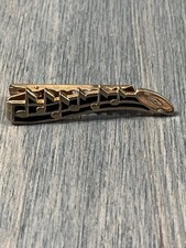 Anson Gold Black Brass Musical Notes Men's Tie Bar/Clip Music Theme Signed